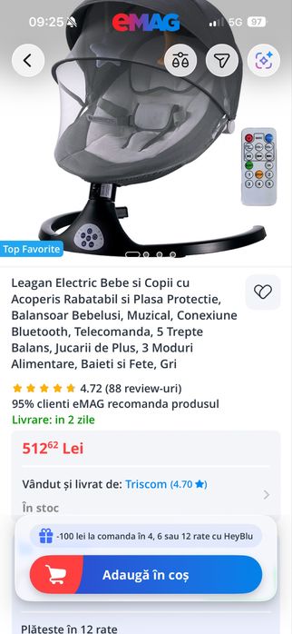 Leagan/balansoar electric bebe