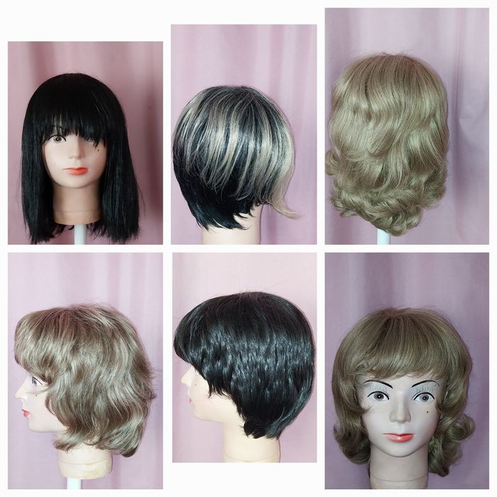 Нови перуки  ,черна, синя,кестенява / боб / синя