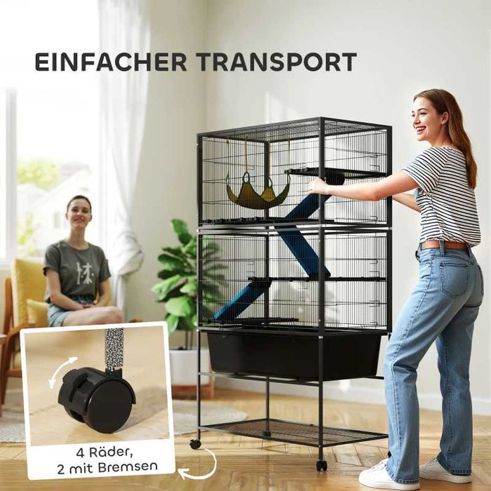 PawHut Клетка за малки животни, с 5 нива, 88 x 48 x 150,5 см