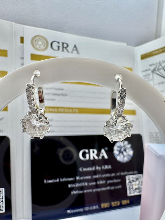 Сребърни обеци с мойсанит (Диамант) 2 карата