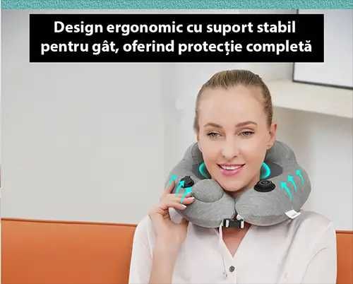Pernă masaj gât portabilă gonflabilă reîncărcabilă USB ergonomică