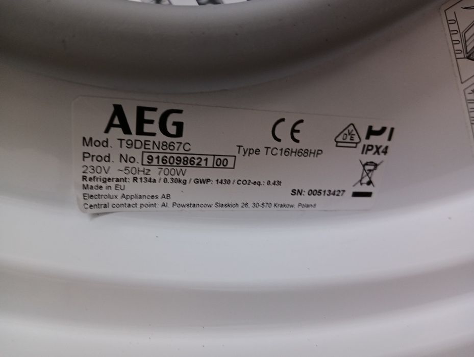 Сушилня с термопомпа АЕГ Aeg Series 9000 A+++ 8кг 2 години гаранция!