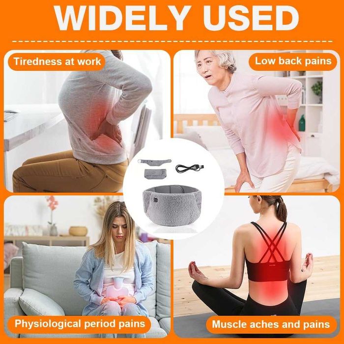 Centura electrica cu incalzire USB 3 trepte de temperatura 109x20x5cm