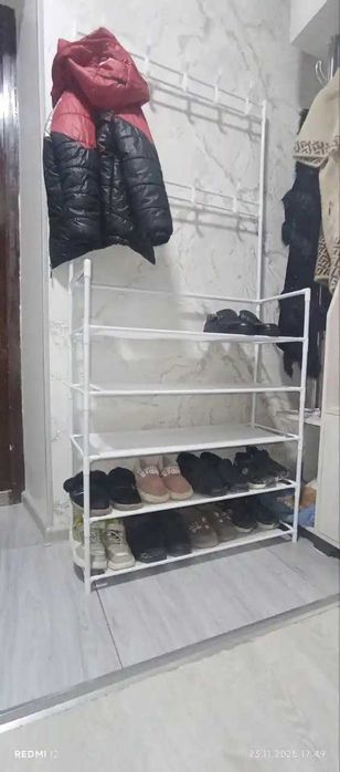 Вешалка напольная для одежды с 5 полками для обуви