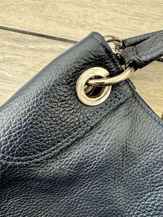 Geanta piele naturala bleumarin