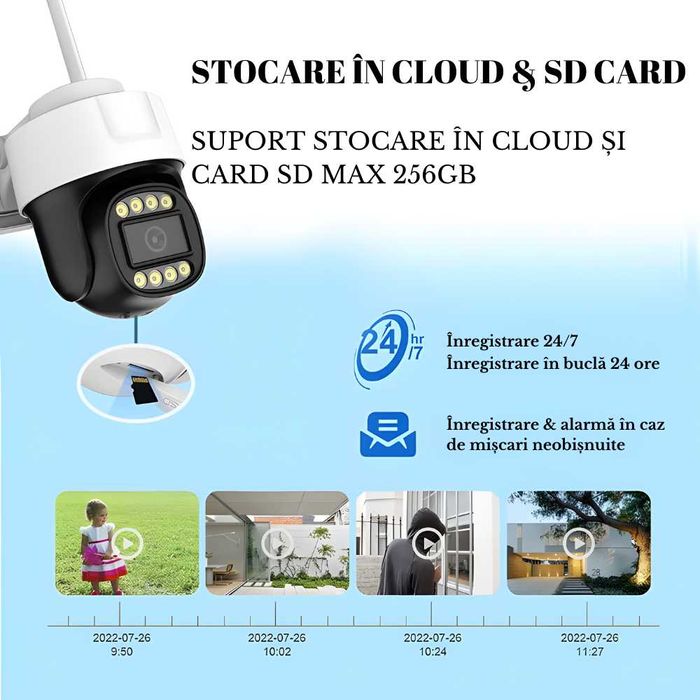Camera de Supraveghere 4K Exterior/Interior,Wi-Fi 2.4Ghz si 5Ghz,360°