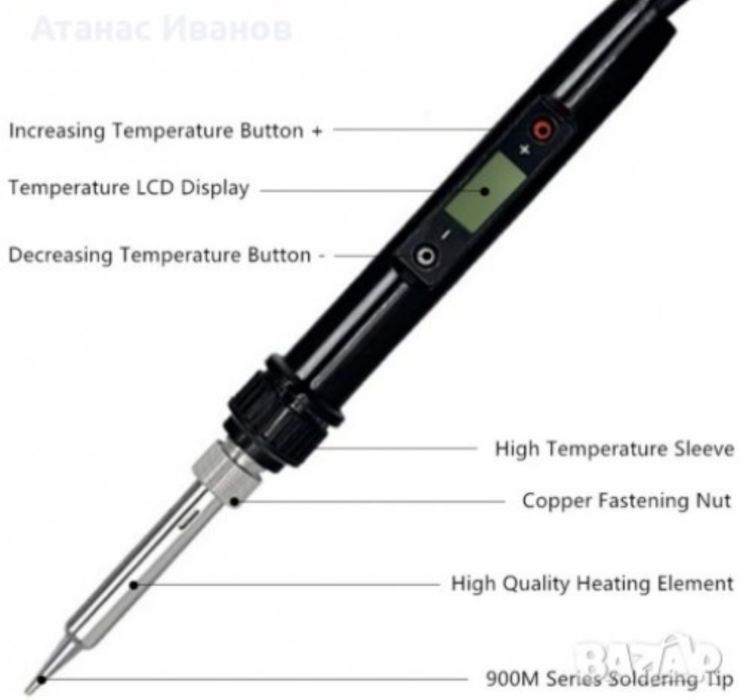 Професионален поялник 80W с електронно регулиране на температурата от