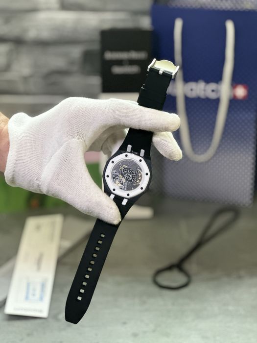 Ceas AP X Swatch Ocho Negro + Bratara neagra CALITATE PREMIUM