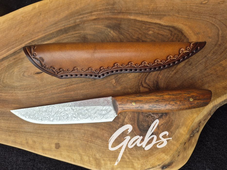 Ловен нож дамаска стомана LN439,фултанг с кожена кания