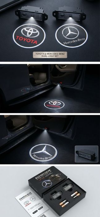 Беспроводная дверная подстветка Тойта-Мерседес в комплекте 2 штуки