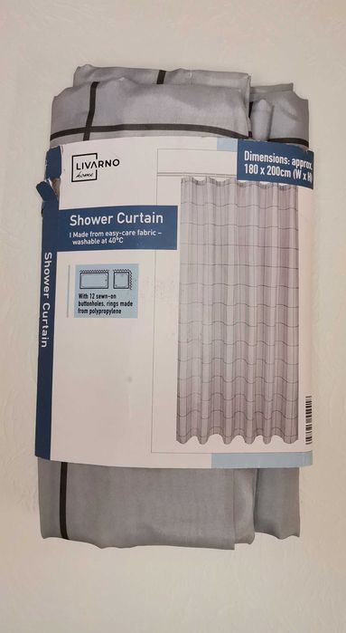 Perdea de duș poliester Livarno 180x200 cm gri
