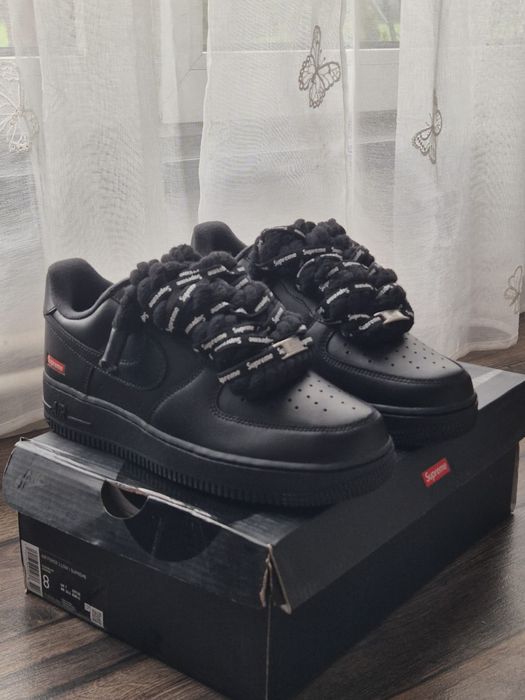 Nike Air Force 1 Low x Supreme Black - Custom Rope Laces - Mărimea 40, 5