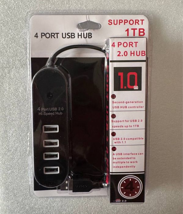 USB 2.0 HUB 4 порта кабель 1 м