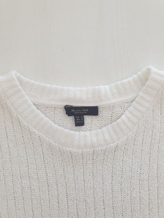 Бяла плетена блуза Massimo Dutti