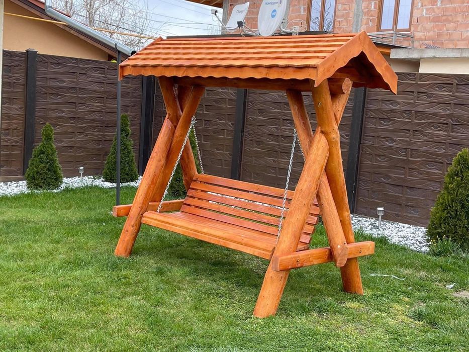 Balansoar din lemn rustic / leagan lemn rotund