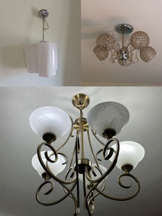 Люстры, светильники, лампы 3 вида, для разных комнат.