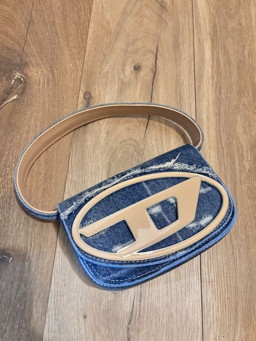 Дамска чанта дънков плат с бежово