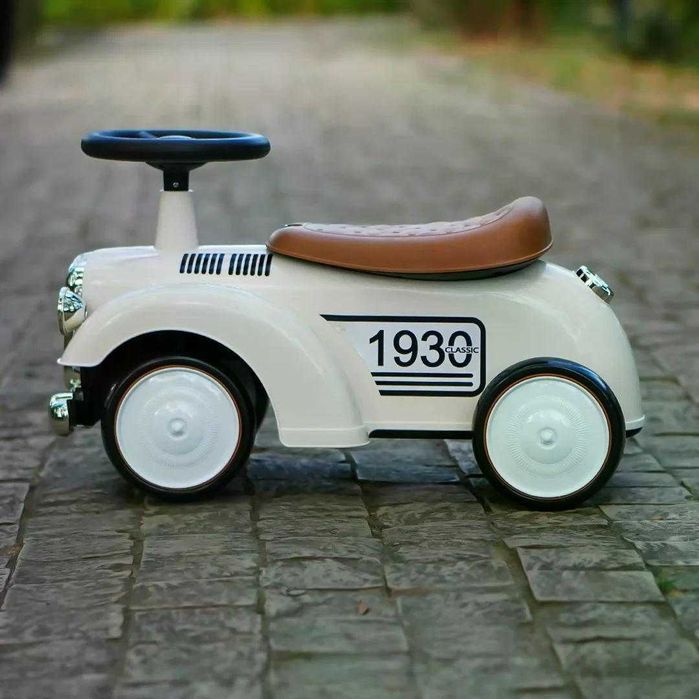 Premergator fara pedale, Kinderauto Retro Baby Car cu roti moi white