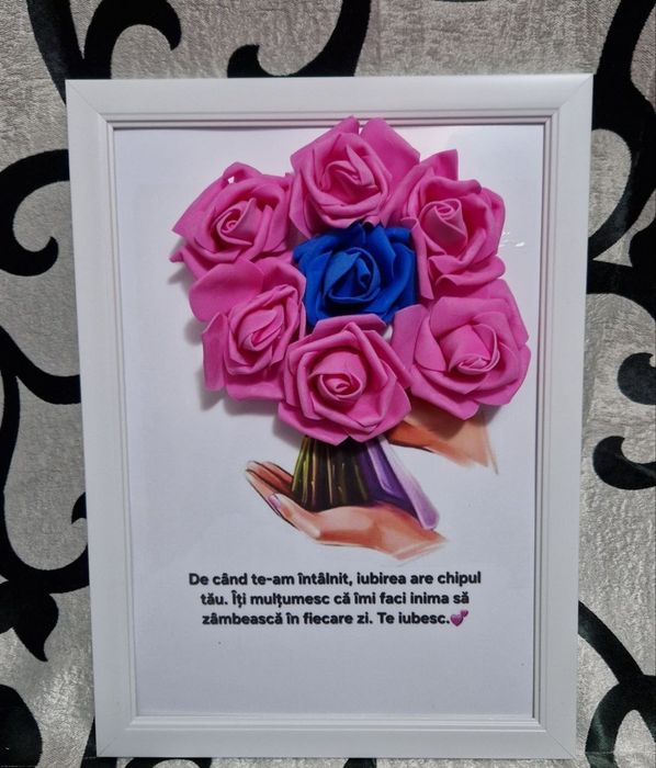Tablou cu mesaj și trandafiri din săpun parfumat!