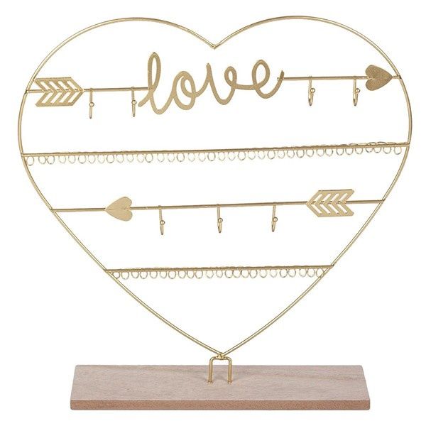 поставка за бижута във формата на сърце с надпис love