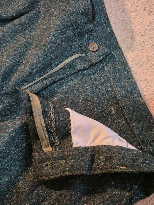 Pantaloni de tweed, pentru bărbați, de culoare verde inchis, marime 48