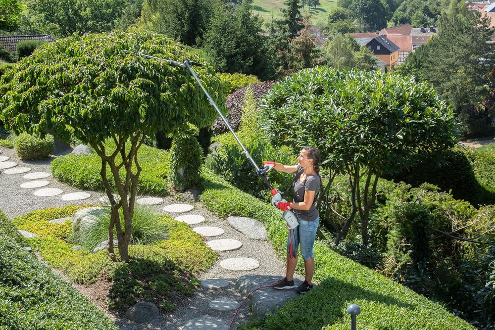 IKRA 2 în 1 Tuns gard viu telescopic  înălțime 4m, curea de umăr