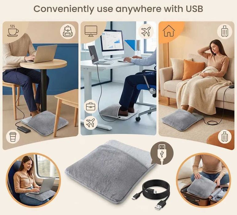 Perna electrica pentru picioare corp incalzire rapida alimentare USB