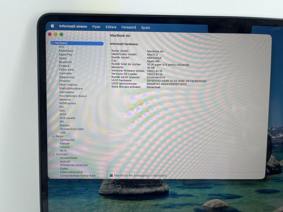 MacBook Air 13” M5 512/16GB Blue 2 cicluri Produs In Stare Impecabila