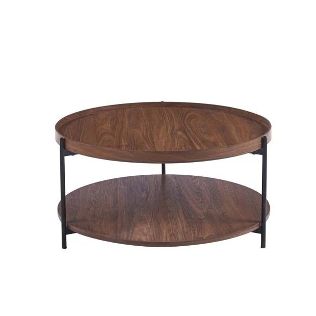 Кръгла холна маса в цвят орех