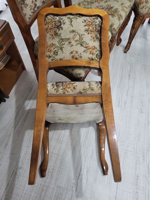 Set 6x scaune masa sculptate lemn masiv noi jilt fotolii