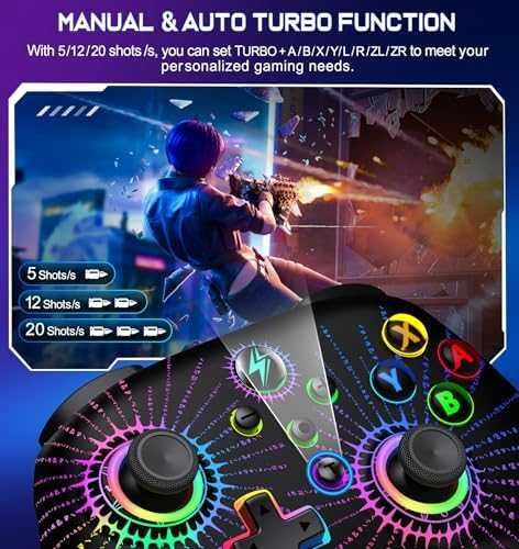 Нов Безжичен Контролер за Switch RGB Светлини Turbo и Вибрация за игри