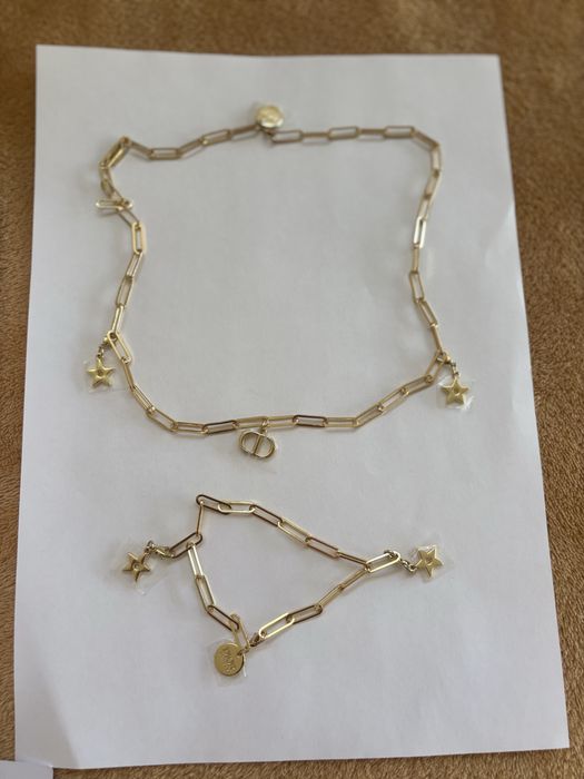 Set lant si bratara Dior, placate cu aur de 24k