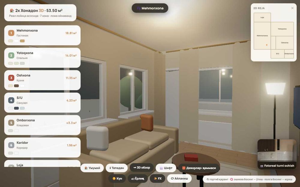 3D-тур квартиры по фото плана — до ремонта и для продажи