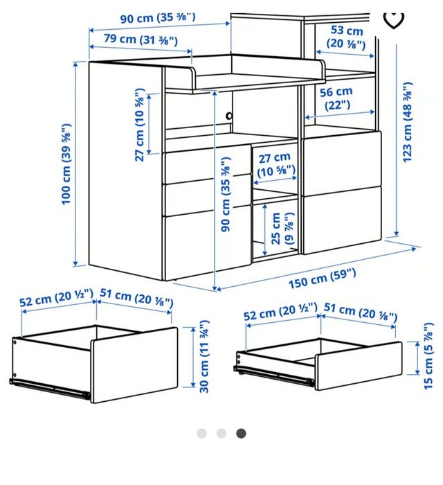 Masa de infasat cu biblioteca IKEA stil dulapior.

Stare impecabila, e