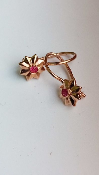 Антикварни СССР златни обеци с рубини