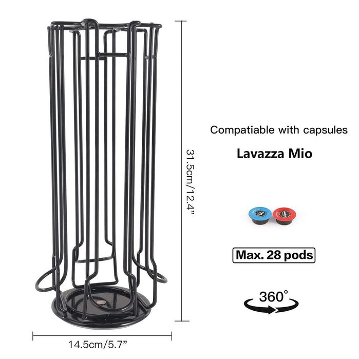 Suport Rotativ Capsule Lavazza A Modo Mio, 28 Capsule, Metalic Negru