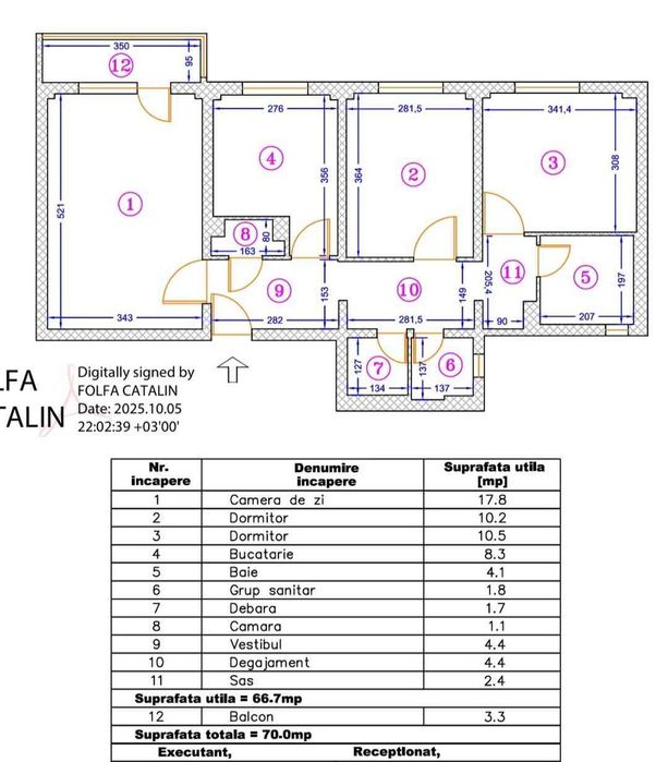 3 camere decomandate /centrala / mobilat / utilat / 2 bai / parcare /