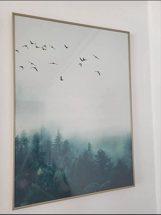 Set 3 tablouri CANVAS (PÂNZA) cu rama aurie de metal