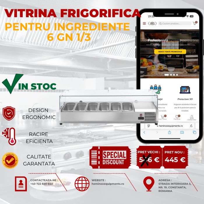 Vitrina frigorifica Pentru Ingrediente 4,5,6,7,8 sau 9 Cuve In Stoc