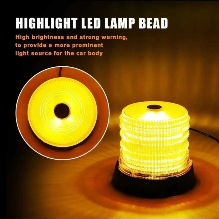 ПРОМОЦИЯ 60 LED Лед Сигнална Лампа Аварийна Маяк Буркан 12V 24V Mагнит