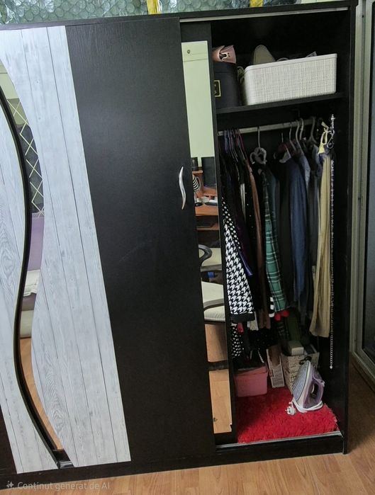 Șifonier negru cu oglindă