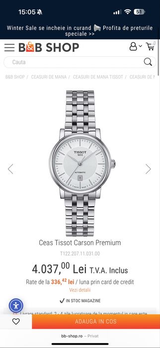 Ceas Tissot Carson Premium Automatic dama