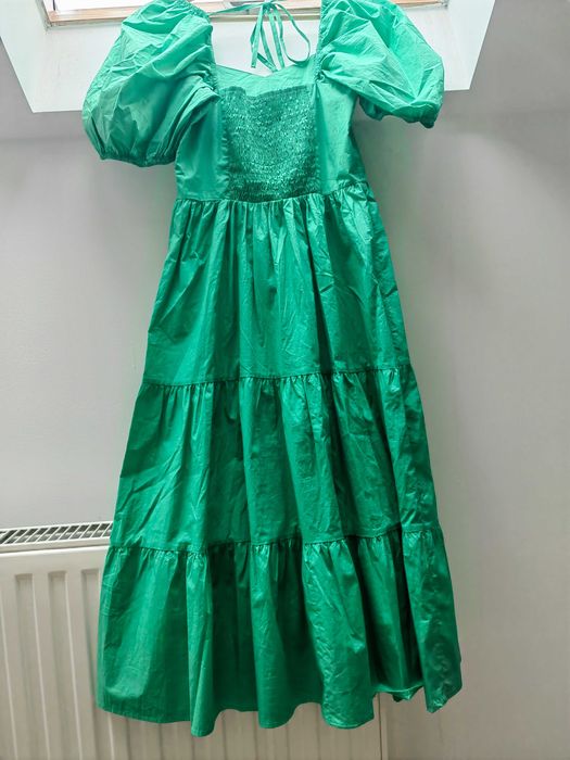 Rochie verde cu mâneci scurte