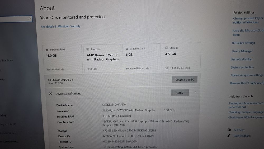 Laptop GAMING PERFORMANT 2026 MSi Ryzen 5 7535HS Nvidia RTX 4050 6GB!