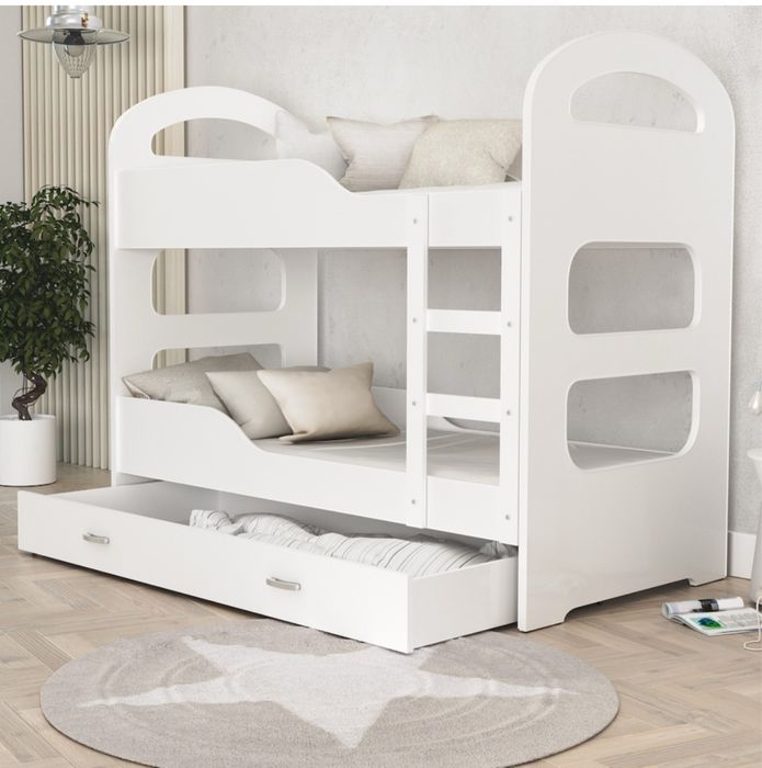 Pat supraetajat Eurotel Dominik, 160x80 cm, 2xSaltea inclusa, MDF, Alb