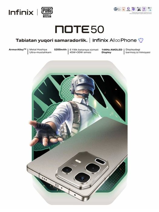 Infinix NOTE 50 2026 New Super Skidka+Garantiya+Dastavka