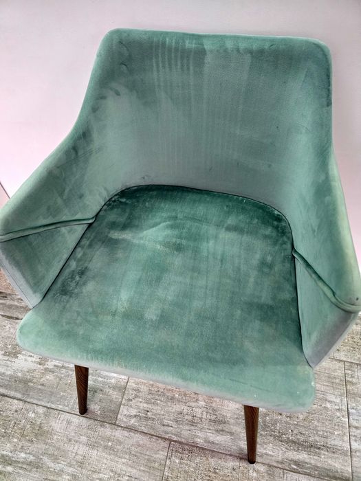 Set 2 scaune catifea verde mentă, picioare din metal,  stil modern