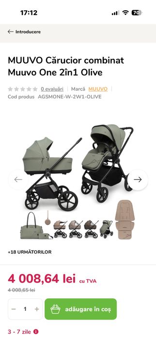 Set caruț sport cu landou Muuvo negru+accesorii