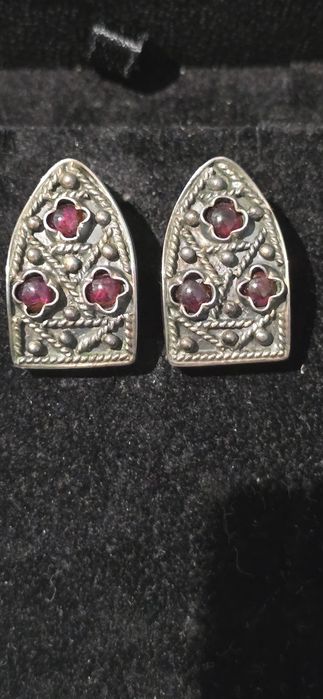 Серьги серебро с гранатами