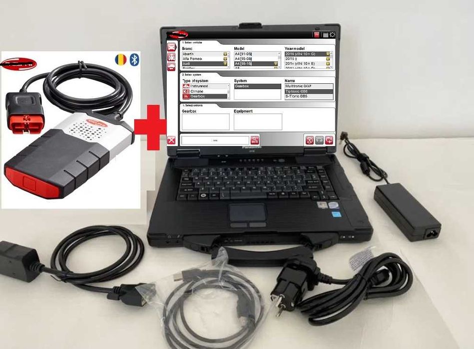Pret redus ! Diagnoza auto multimarca pentru Itp/Service clasa 2+3 + Laptop militar Panasonic antisoc, limba romana, totul instalat turisme/camioane